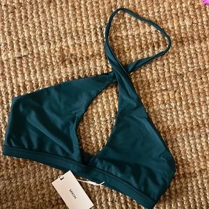 MIKOH Taha’a High Neck Wrap Around Halter Top in Honu NWT size XS